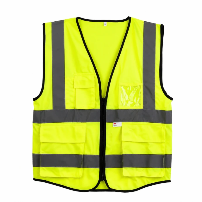 3M Reflective Safety Vest with High Visibility Reflective Strips and Multiple Pockets