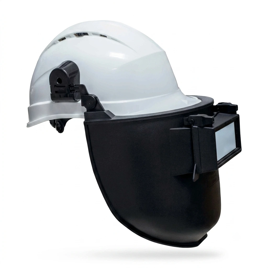 Helmet mounted Delta Plus welding face shield