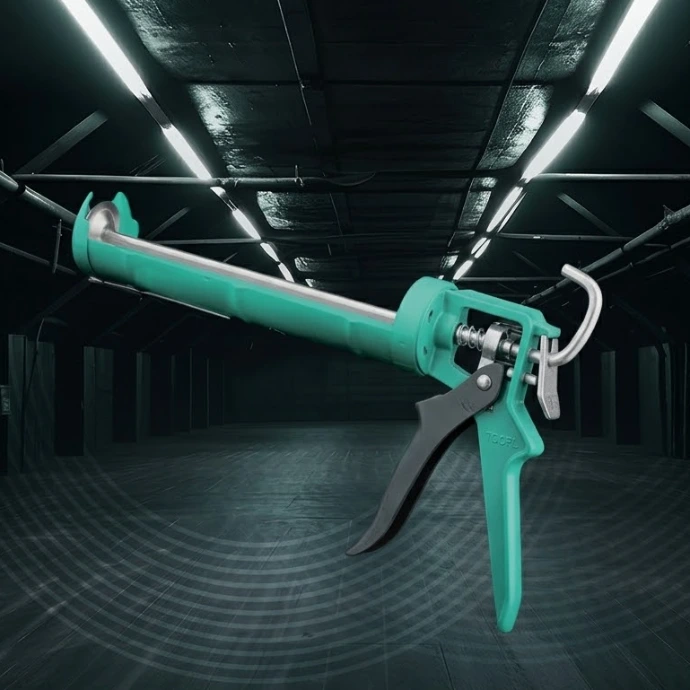 Ergonomic caulking gun designed for precise sealing and repair work