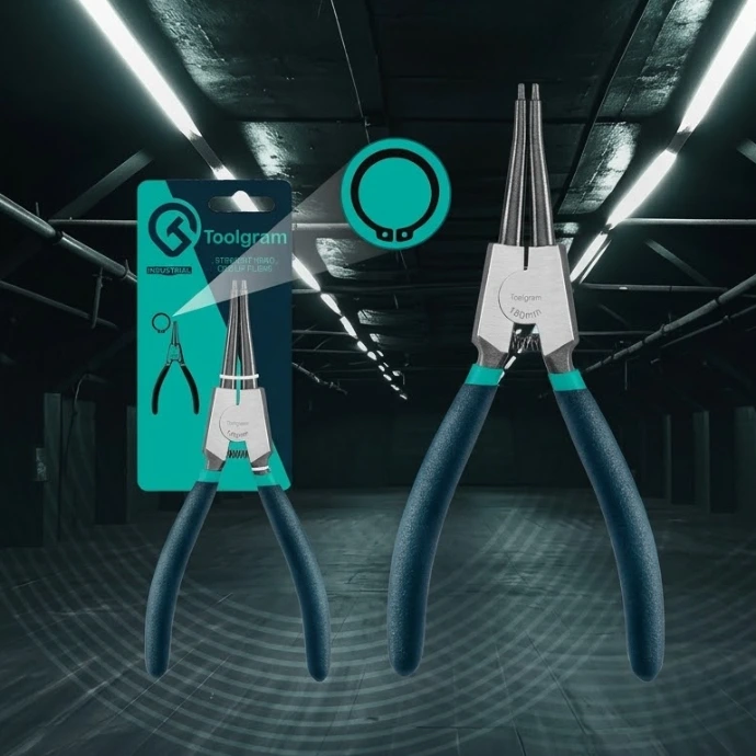 Straight head circlip pliers for easy installation and removal of retaining rings
