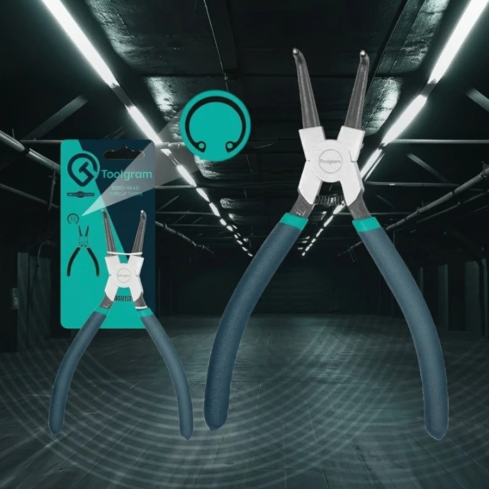 Bent head circlip pliers designed for convenient access in confined spaces