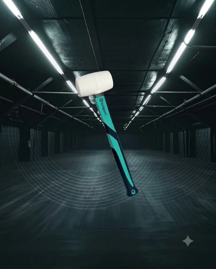 Rubber hammer for controlled striking without damaging surfaces