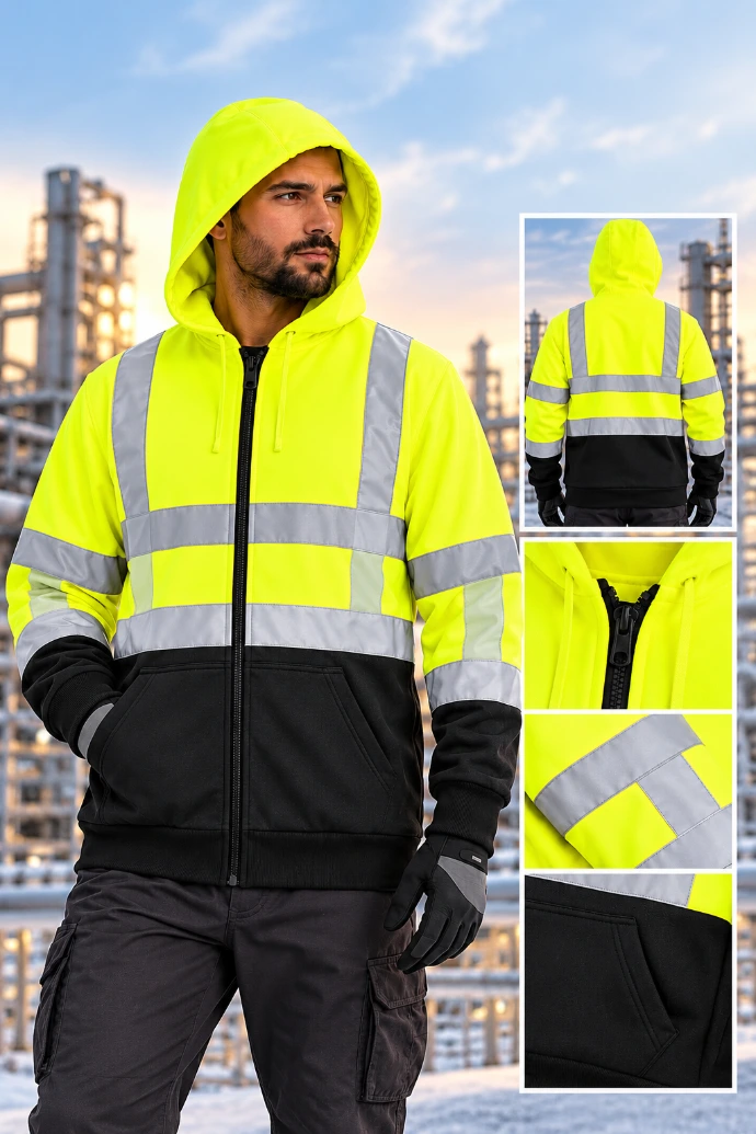 Reflective sweatshirt for construction workers